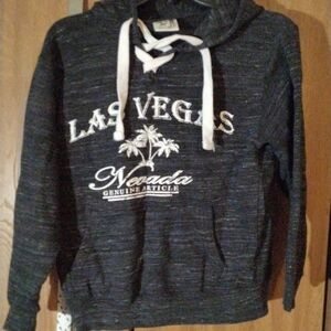 ESY Surf Co. Las Vegas Nevada Pullover Hoodie Dark Gray White Women Size S